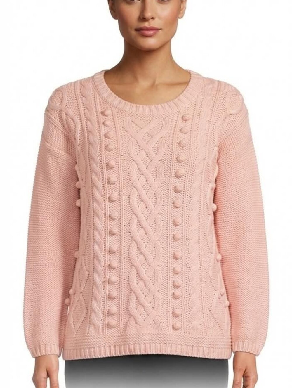 Marsh Landing Cable Knit Sweater Cozy Pink VINTAGE Size Large